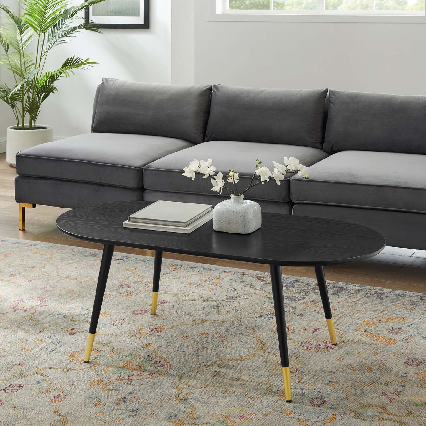 Modway Outlet Vigor 47" Oval Coffee Table by Modway  Living Room Furniture Black - EEI-4214-BLK