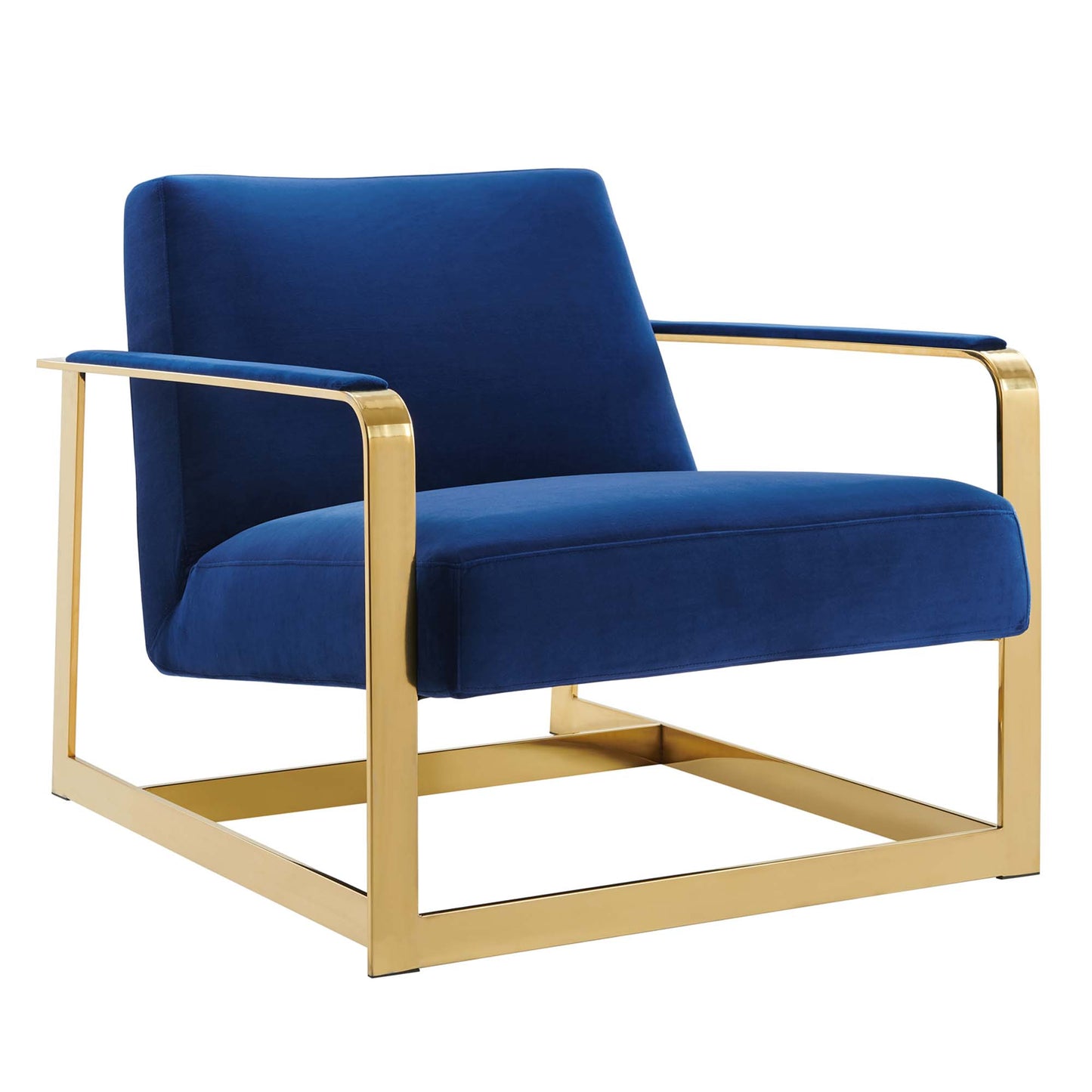 Modway Outlet Seg Performance Velvet Accent Chair by Modway  Living Room Furniture Gold Navy - EEI-4219-GLD-NAV
