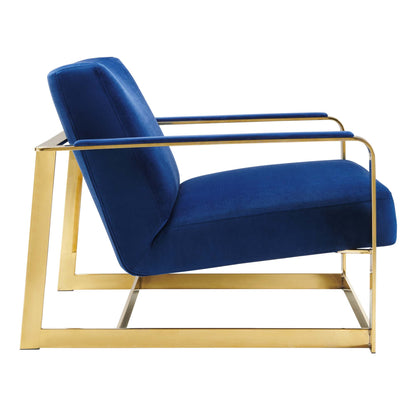 Modway Outlet Seg Performance Velvet Accent Chair by Modway  Living Room Furniture Gold Navy - EEI-4219-GLD-NAV