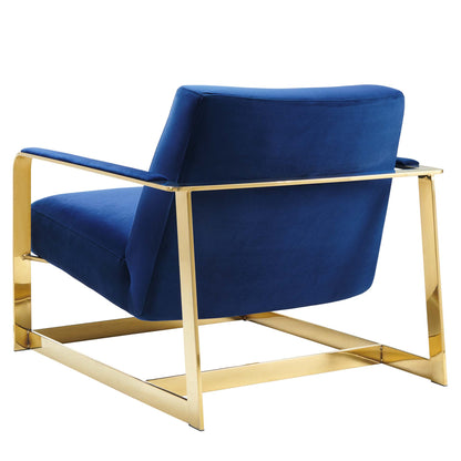 Modway Outlet Seg Performance Velvet Accent Chair by Modway  Living Room Furniture Gold Navy - EEI-4219-GLD-NAV