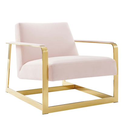 Modway Outlet Seg Performance Velvet Accent Chair by Modway  Living Room Furniture Gold Pink - EEI-4219-GLD-PNK