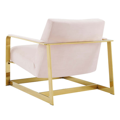 Modway Outlet Seg Performance Velvet Accent Chair by Modway  Living Room Furniture Gold Pink - EEI-4219-GLD-PNK