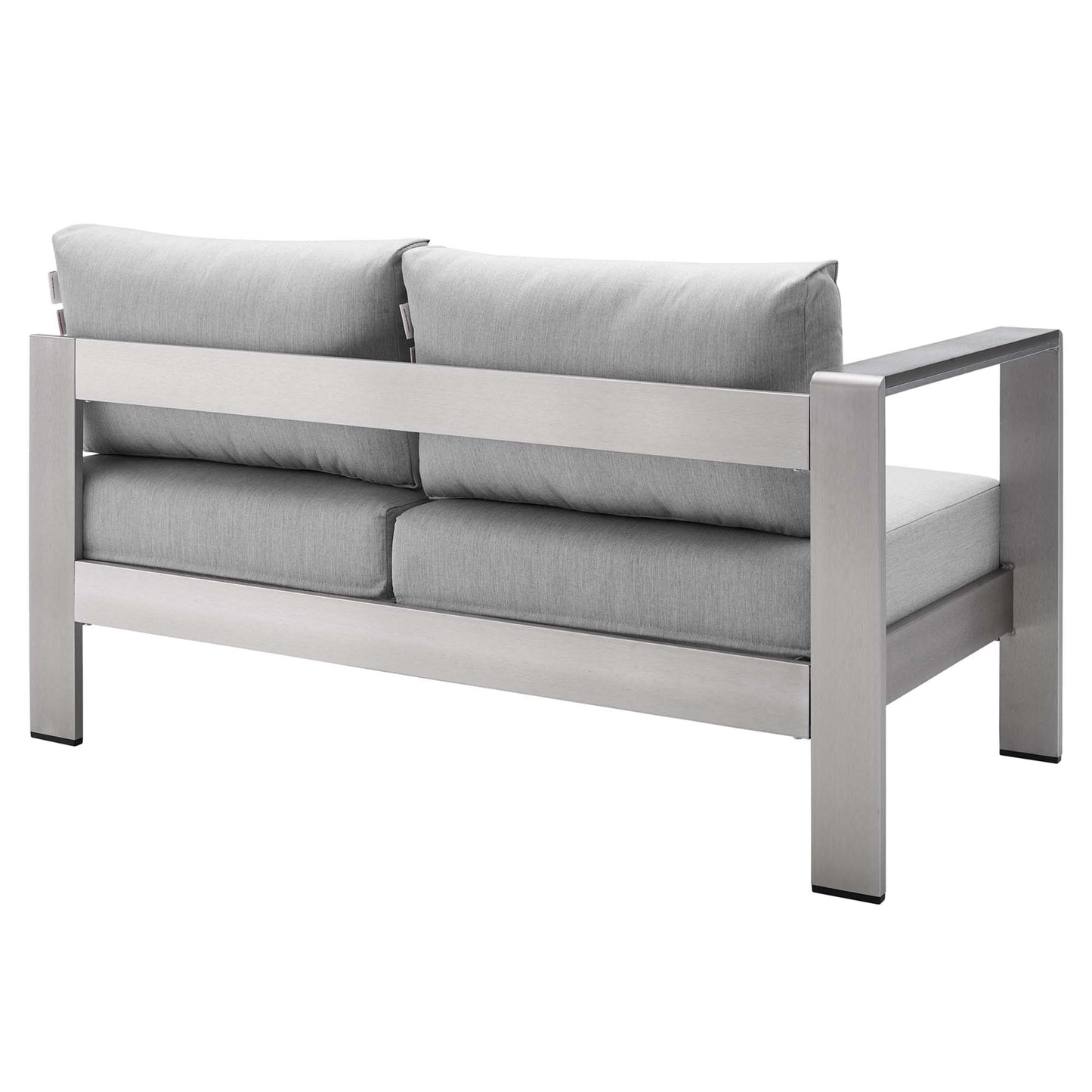 Modway Outlet Shore Sunbrella? Fabric Aluminum Outdoor Patio Left-Arm Loveseat by Modway  Outdoor Furniture Furniture Silver Gray - EEI-4223-SLV-GRY