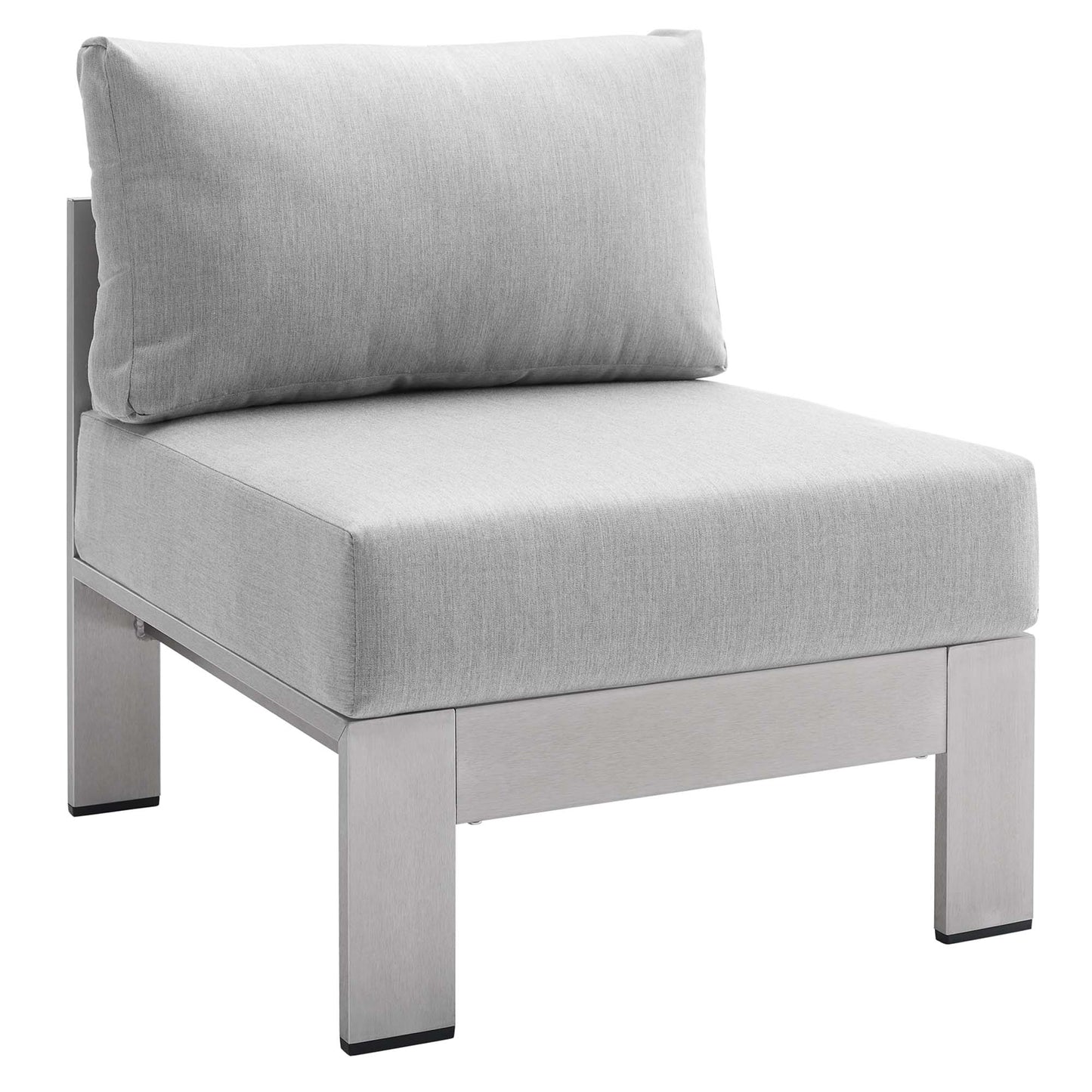 Modway Outlet Shore Sunbrella? Fabric Aluminum Outdoor Patio Armless Chair by Modway  Outdoor Furniture Furniture Silver Gray - EEI-4227-SLV-GRY
