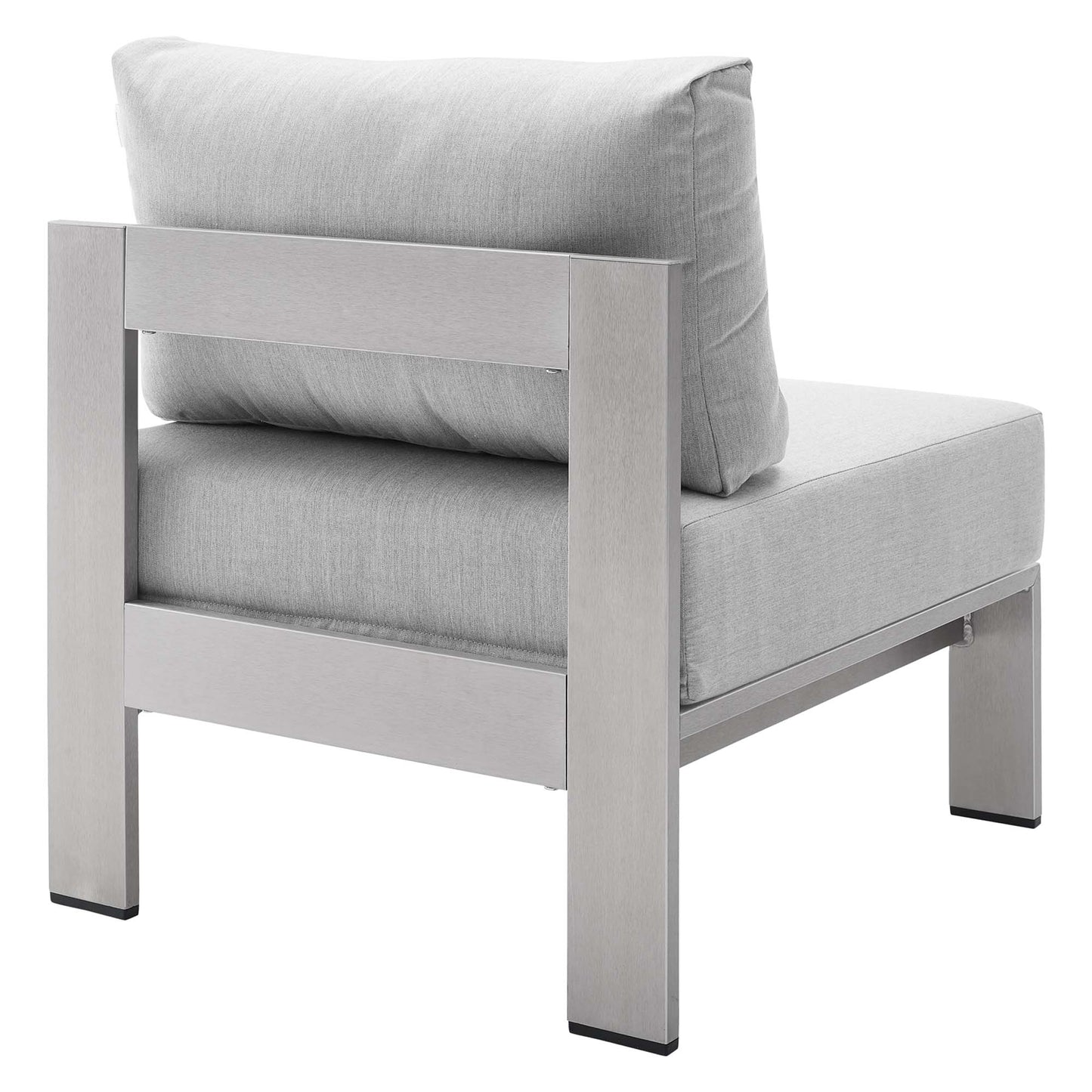 Modway Outlet Shore Sunbrella? Fabric Aluminum Outdoor Patio Armless Chair by Modway  Outdoor Furniture Furniture Silver Gray - EEI-4227-SLV-GRY