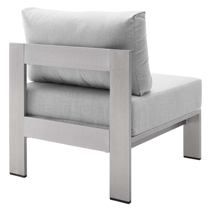 Modway Outlet Shore Sunbrella? Fabric Aluminum Outdoor Patio Armless Chair by Modway  Outdoor Furniture Furniture Silver Gray - EEI-4227-SLV-GRY