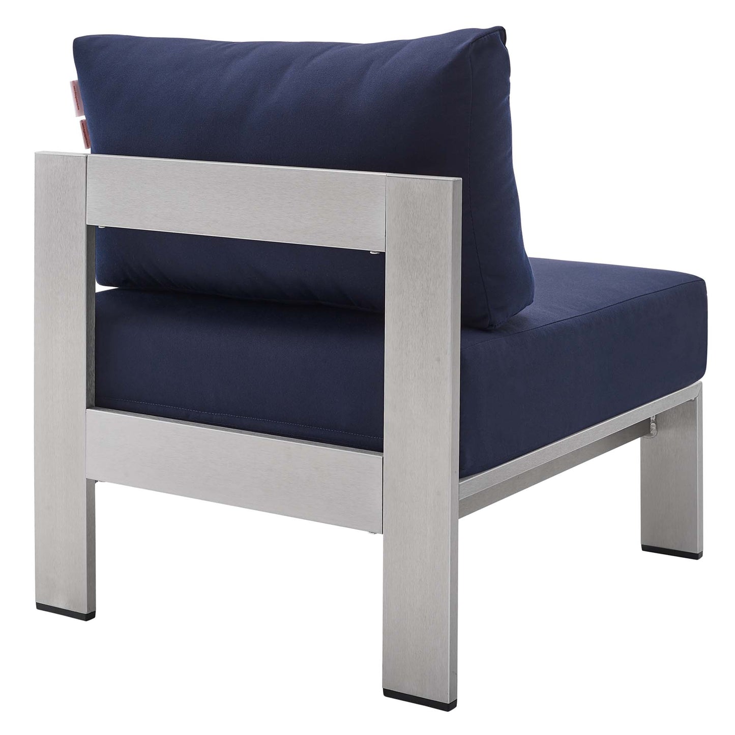 Modway Outlet Shore Sunbrella? Fabric Aluminum Outdoor Patio Armless Chair by Modway  Outdoor Furniture Furniture Silver Navy - EEI-4227-SLV-NAV