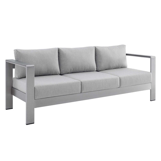 Modway - Shore Sunbrella? Fabric Aluminum Outdoor Patio Sofa by Modway  Outdoor Furniture Sofa Sectionals Gray - EEI-4228-SLV-GRY