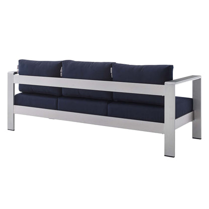 Modway - Shore Sunbrella? Fabric Aluminum Outdoor Patio Sofa by Modway  Outdoor Furniture Sofa Sectionals Blue - EEI-4228-SLV-NAV