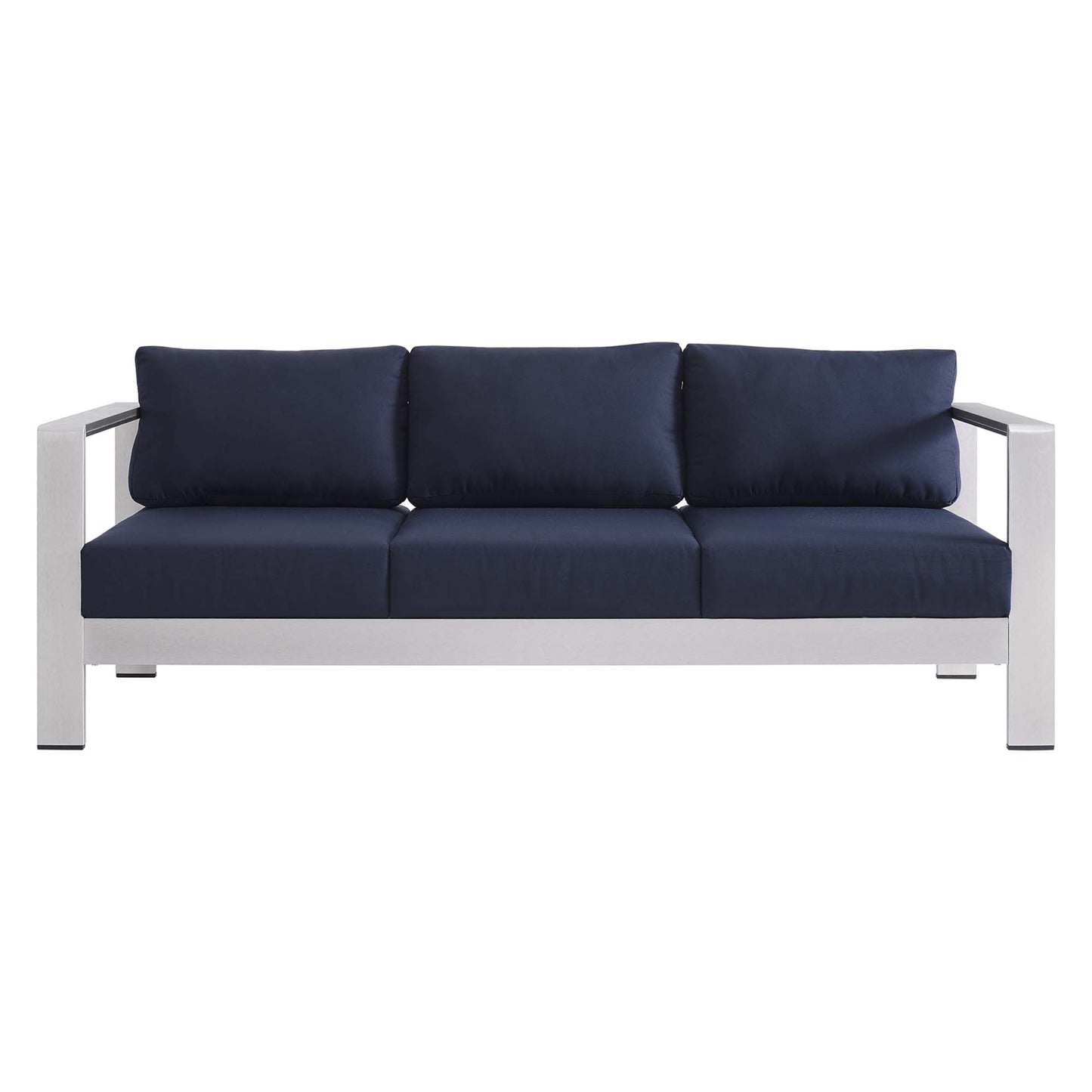 Modway - Shore Sunbrella? Fabric Aluminum Outdoor Patio Sofa by Modway  Outdoor Furniture Sofa Sectionals Blue - EEI-4228-SLV-NAV