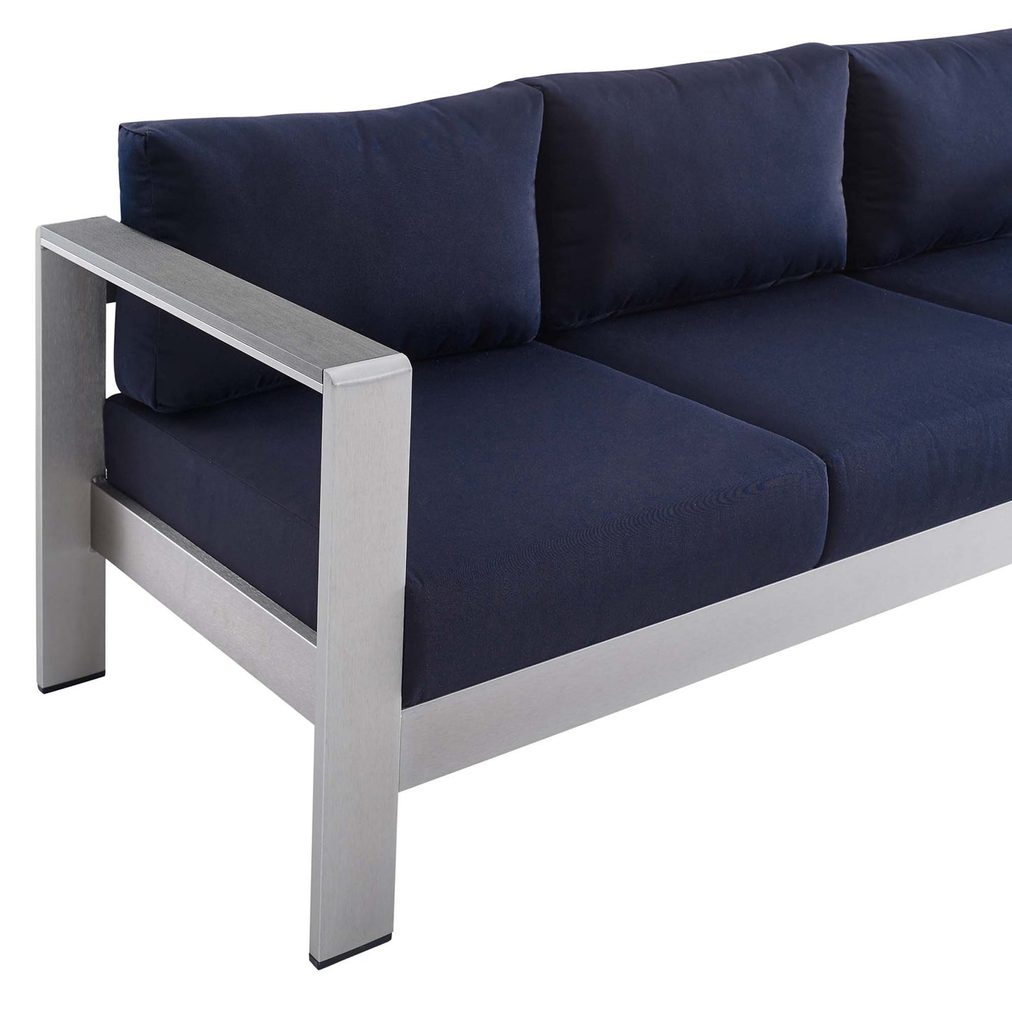 Modway - Shore Sunbrella? Fabric Aluminum Outdoor Patio Sofa by Modway  Outdoor Furniture Sofa Sectionals Blue - EEI-4228-SLV-NAV