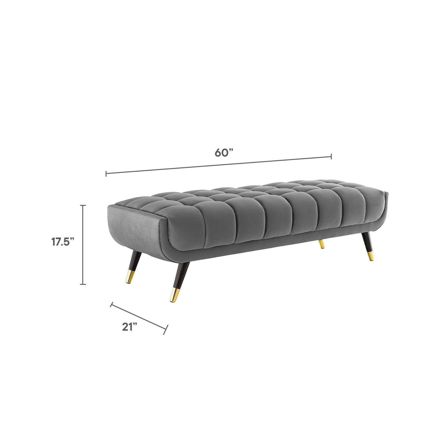 Modway Outlet Adept 60" Performance Velvet Bench by Modway  Living Room Furniture Gray - EEI-4241-GRY