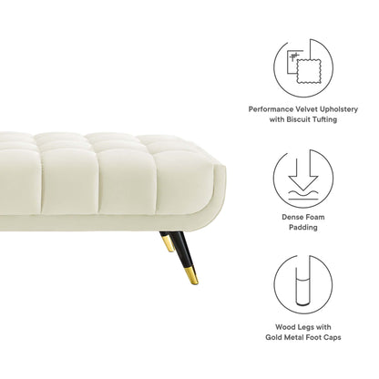 Modway Outlet Adept 60" Performance Velvet Bench by Modway  Living Room Furniture Ivory - EEI-4241-IVO