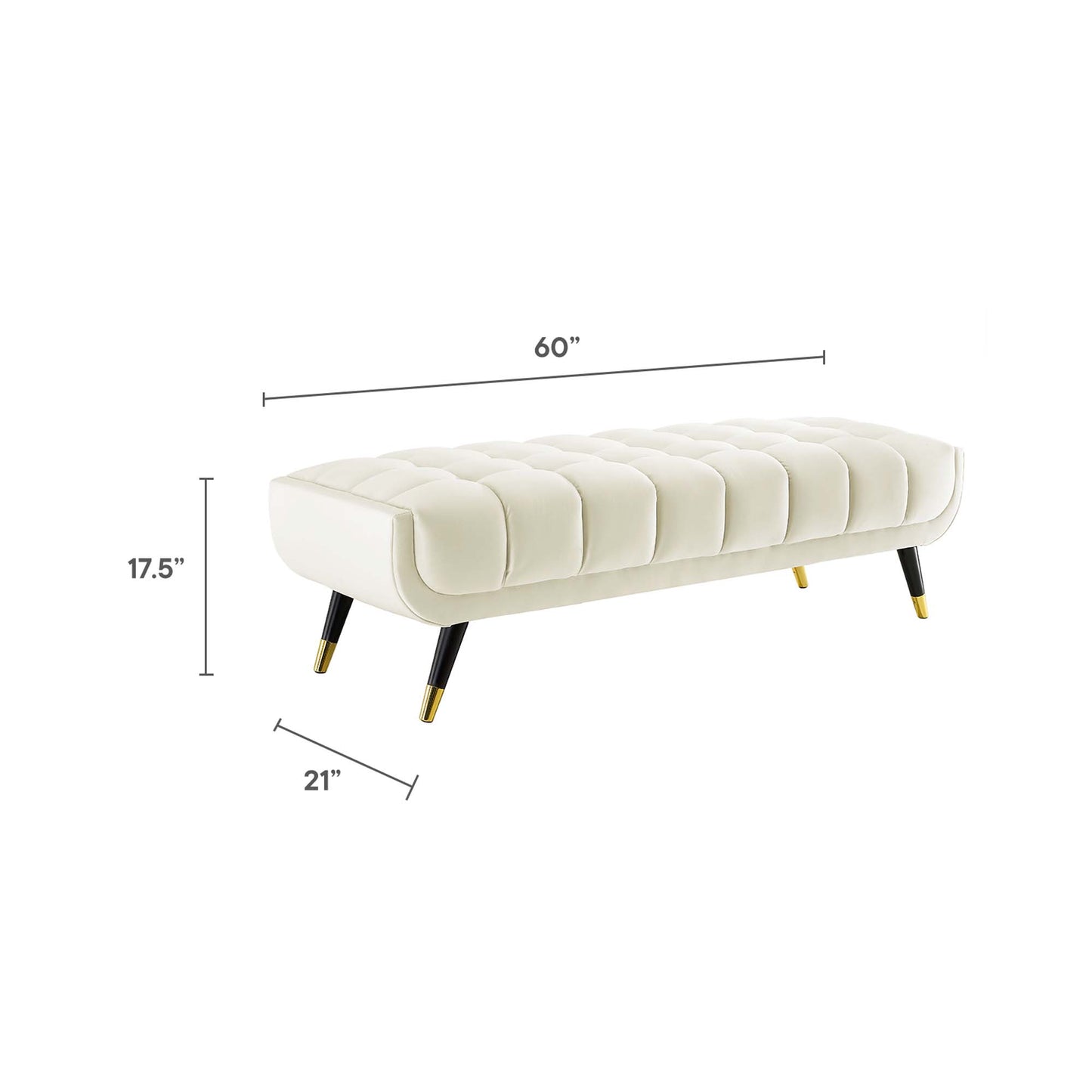 Modway Outlet Adept 60" Performance Velvet Bench by Modway  Living Room Furniture Ivory - EEI-4241-IVO