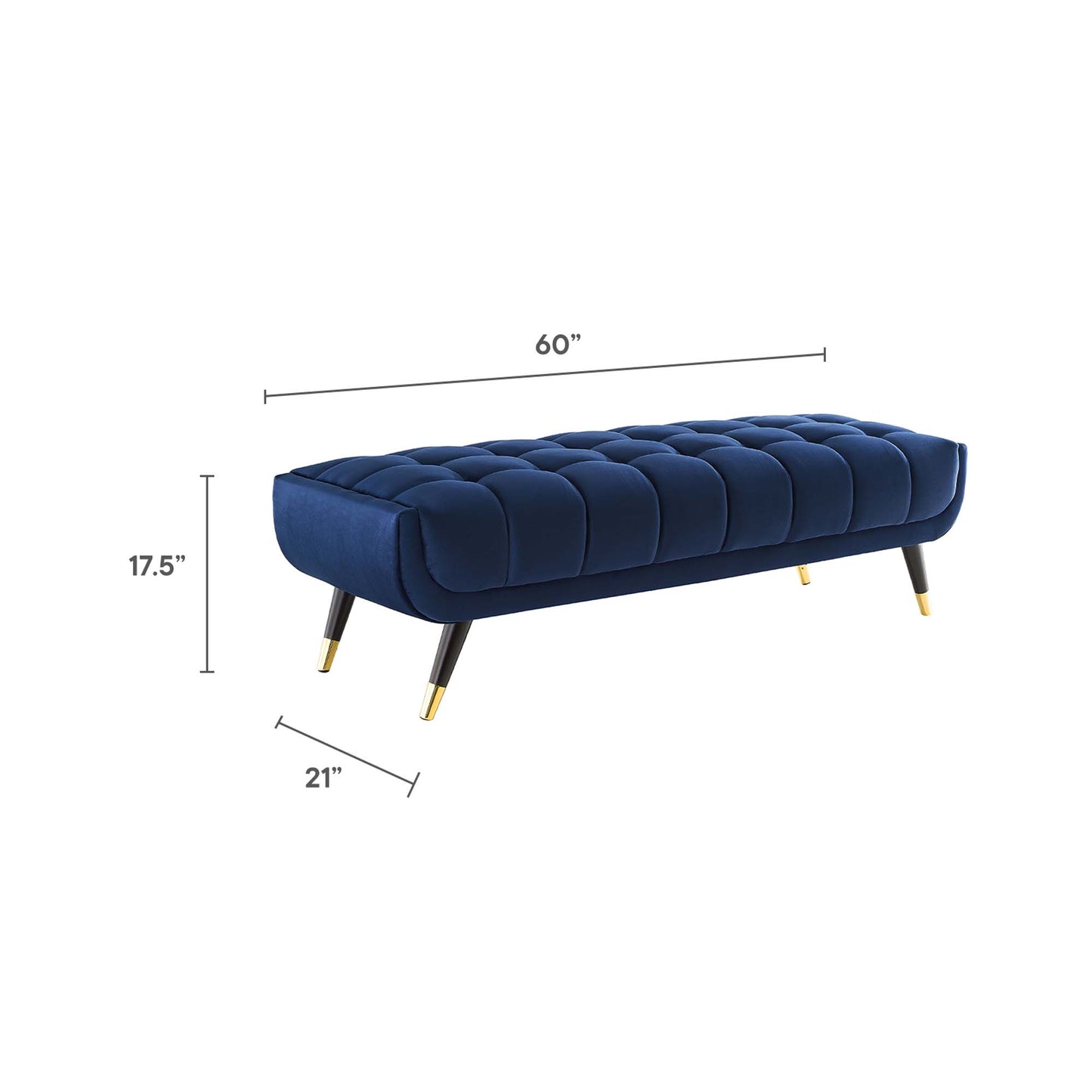 Modway Outlet Adept 60" Performance Velvet Bench by Modway  Living Room Furniture Midnight Blue - EEI-4241-MID