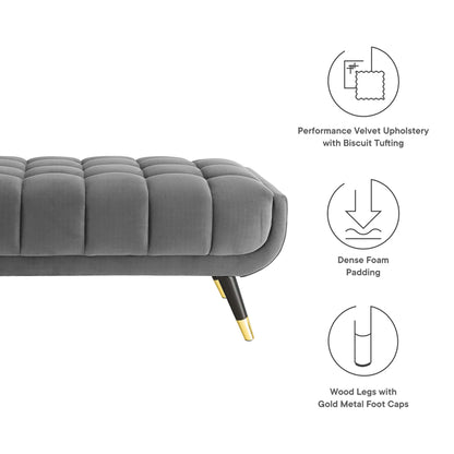 Modway Outlet Adept 47.5" Performance Velvet Bench by Modway  Living Room Furniture Gray - EEI-4242-GRY