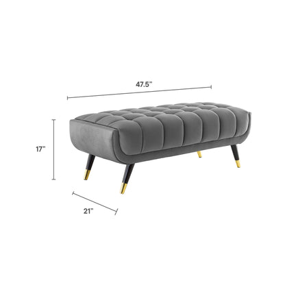 Modway Outlet Adept 47.5" Performance Velvet Bench by Modway  Living Room Furniture Gray - EEI-4242-GRY