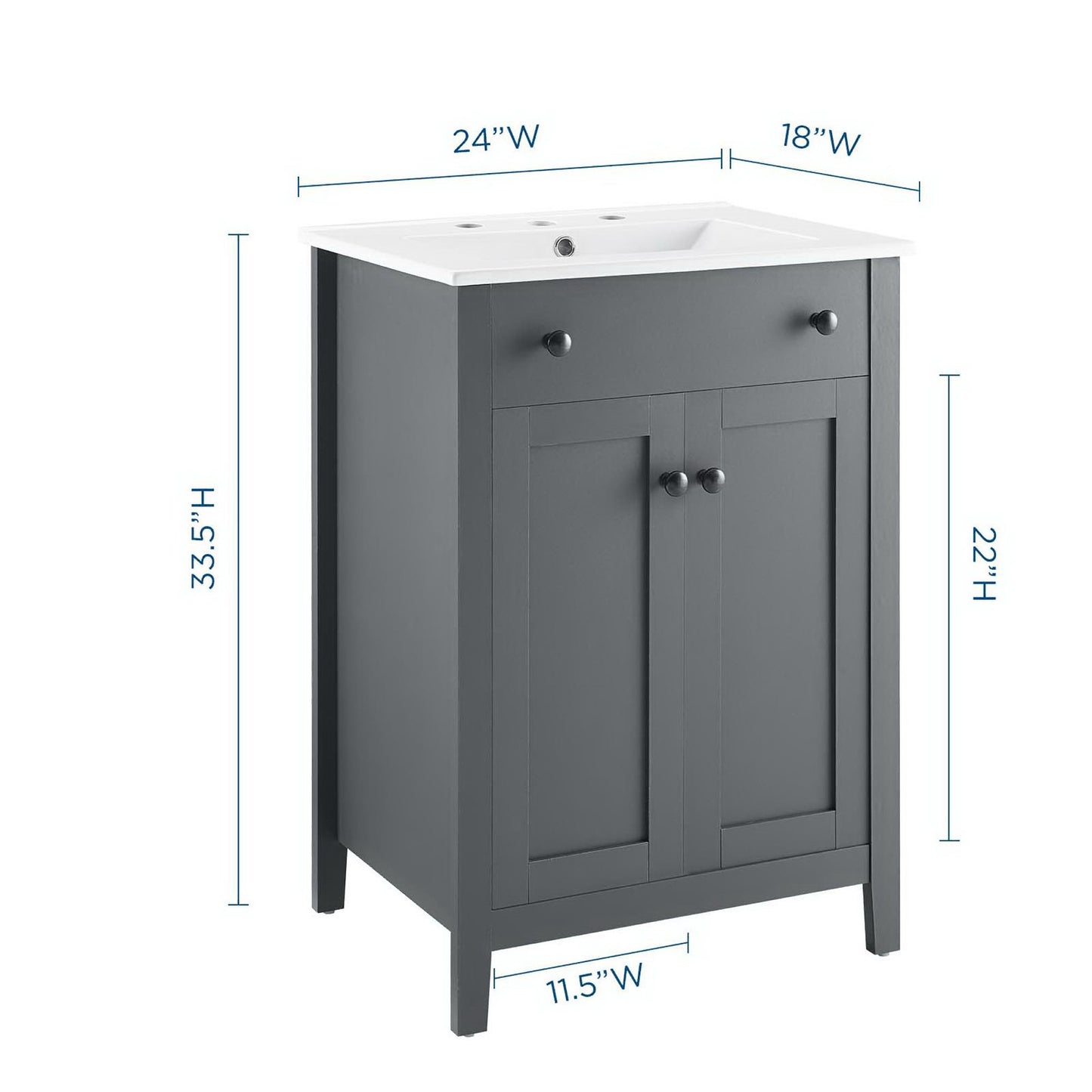Modway - Nantucket 24" Bathroom Vanity by Modway  Bathroom Vanities White - EEI-4250-GRY-WHI