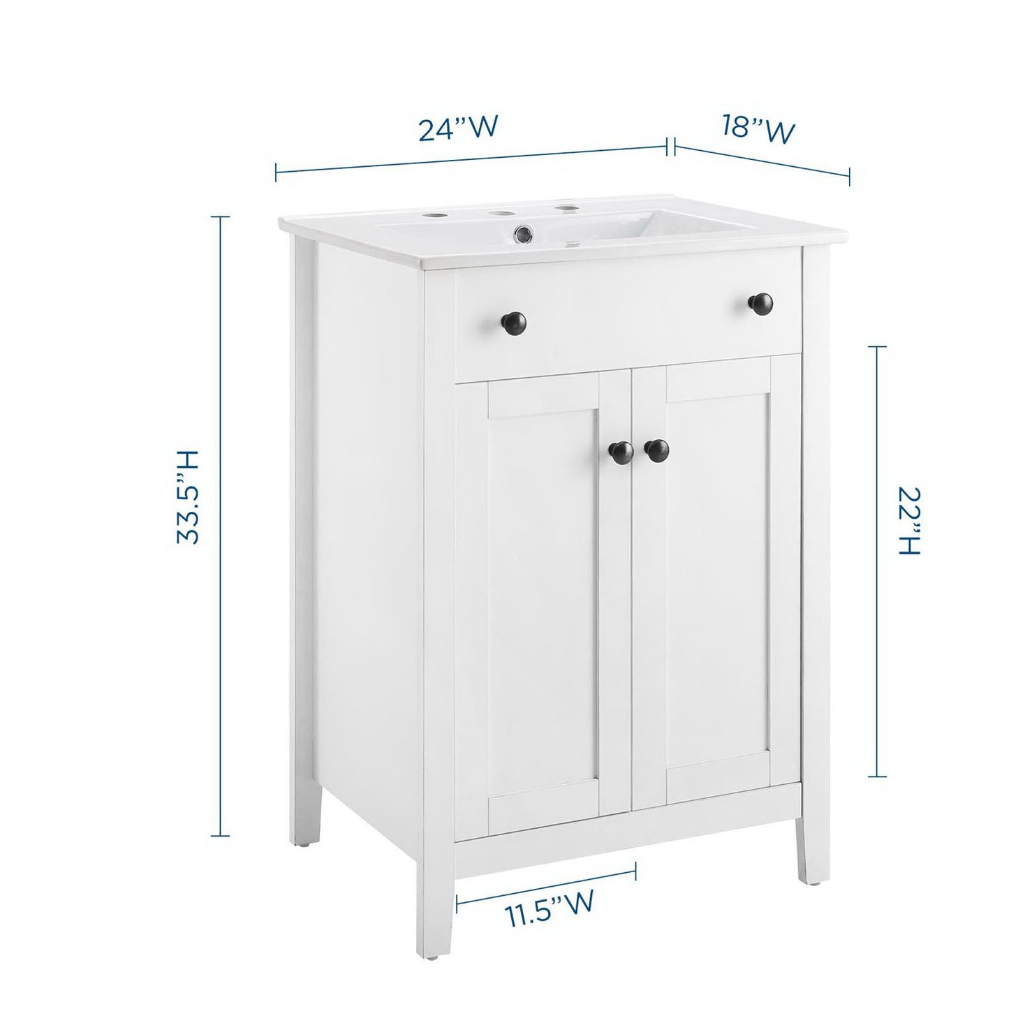 Modway - Nantucket 24" Bathroom Vanity by Modway  Bathroom Vanities White - EEI-4250-WHI-WHI