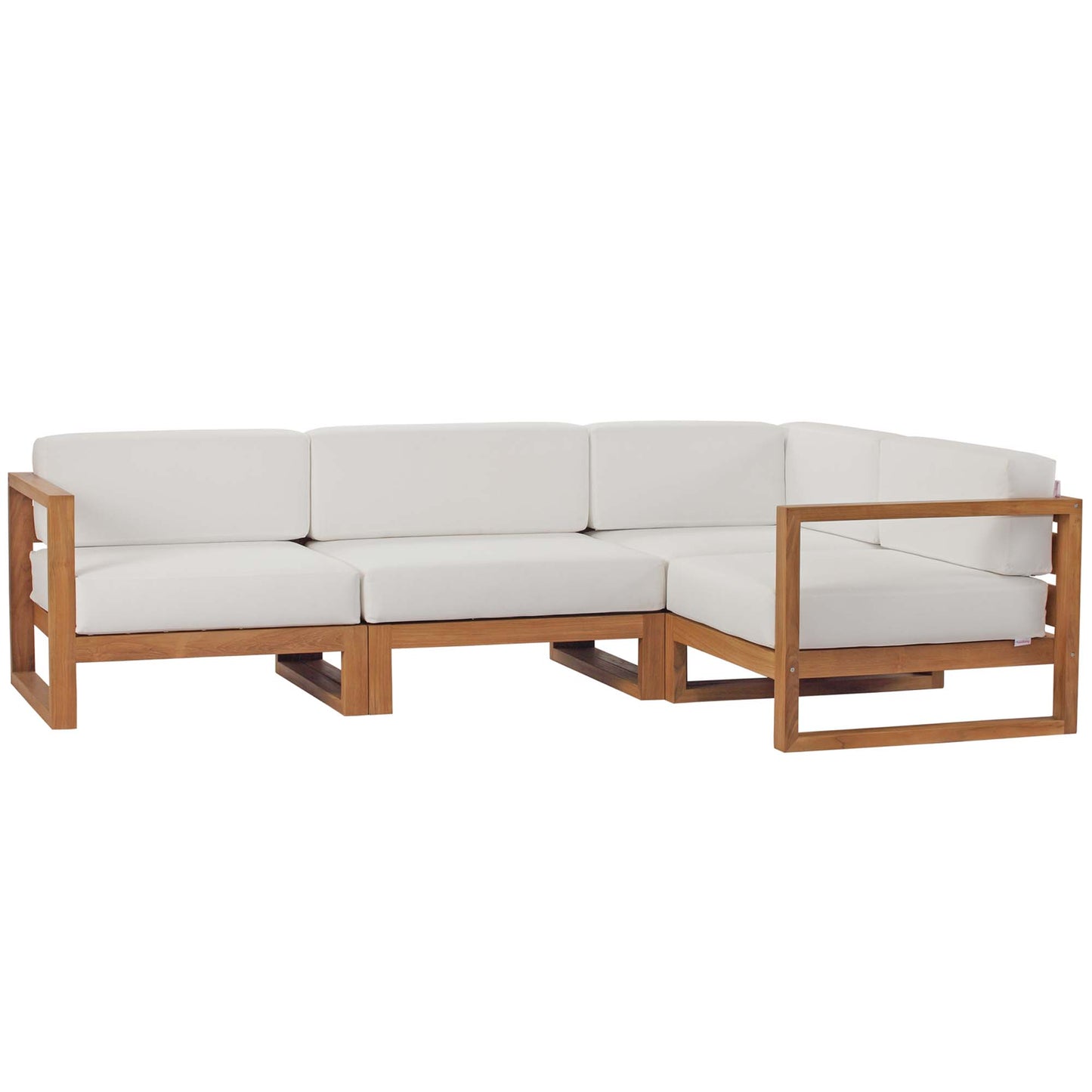 Modway - Upland 4-Piece Outdoor Patio Teak Wood Sectional Sofa Set by Modway  Outdoor Furniture Sofa Sectionals White - EEI-4253-NAT-WHI-SET
