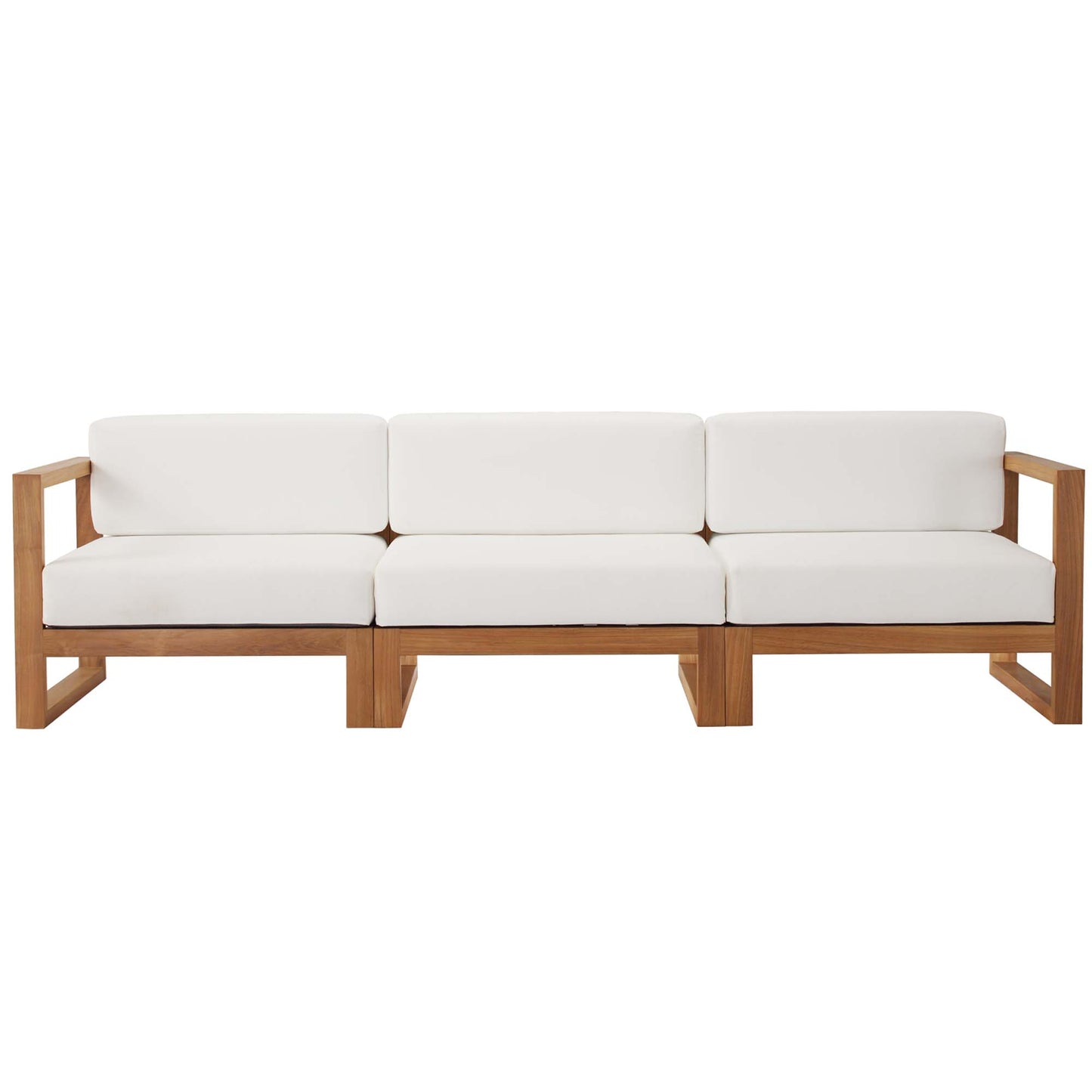 Modway - Upland 3-Piece Outdoor Patio Teak Wood Sectional Sofa Set by Modway  Outdoor Furniture Sofa Sectionals White - EEI-4254-NAT-WHI-SET