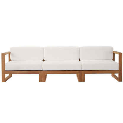 Modway - Upland 3-Piece Outdoor Patio Teak Wood Sectional Sofa Set by Modway  Outdoor Furniture Sofa Sectionals White - EEI-4254-NAT-WHI-SET