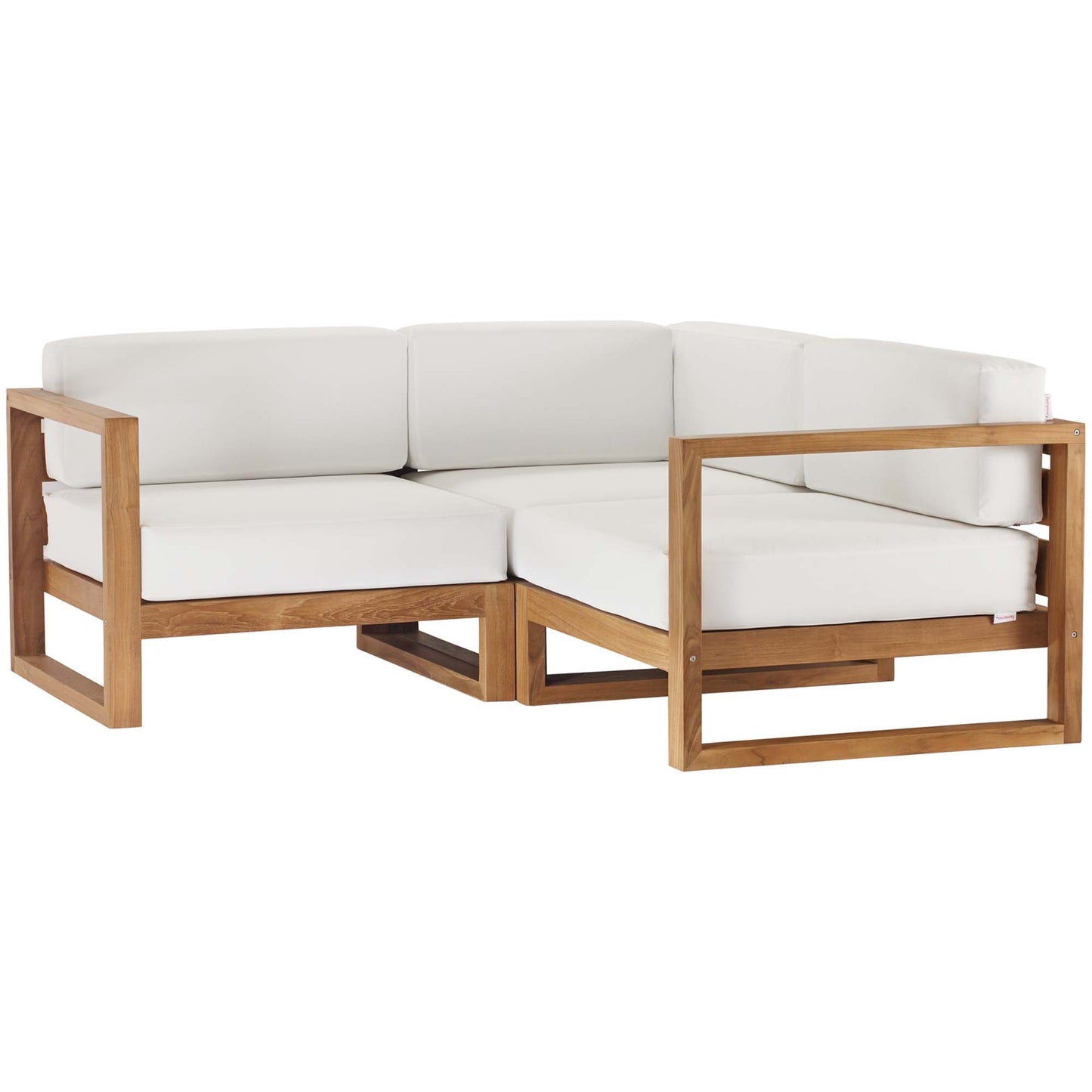 Modway - Upland 3-Piece Outdoor Patio Teak Wood Sectional Sofa Set by Modway  Outdoor Furniture Sofa Sectionals White - EEI-4255-NAT-WHI-SET