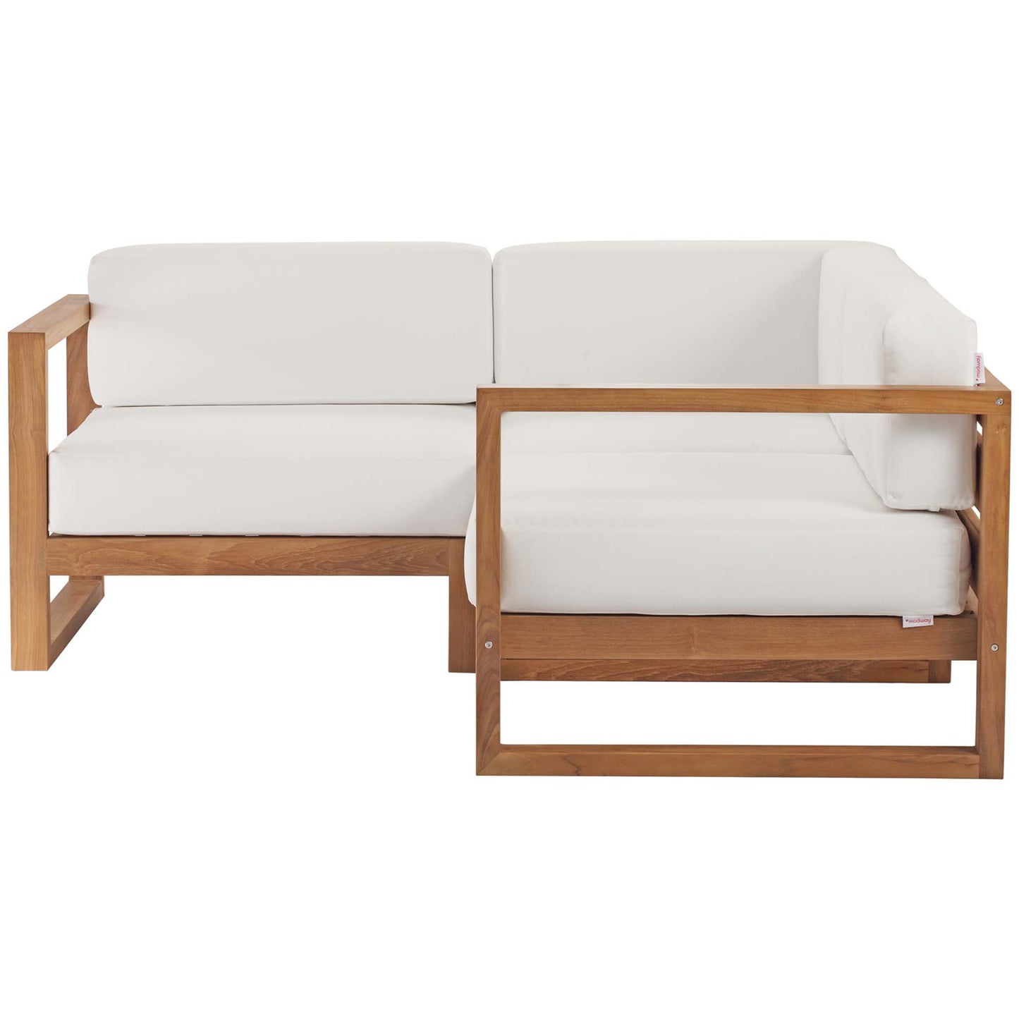 Modway - Upland 3-Piece Outdoor Patio Teak Wood Sectional Sofa Set by Modway  Outdoor Furniture Sofa Sectionals White - EEI-4255-NAT-WHI-SET