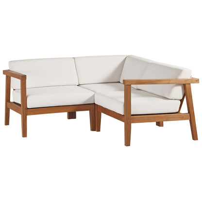 Modway - Bayport 3-Piece Outdoor Patio Teak Wood Sectional Sofa Set by Modway  Outdoor Furniture Sofa Sectionals White - EEI-4258-NAT-WHI-SET