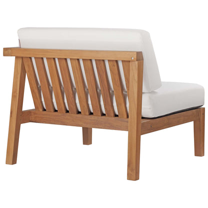 Modway - Bayport Outdoor Patio Teak Wood 2-Seater Loveseat by Modway  Outdoor Furniture Sofa Sectionals White - EEI-4259-NAT-WHI-SET