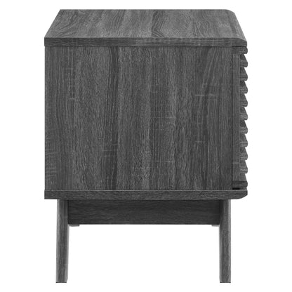 Charcoal gray vinyl record display stand.