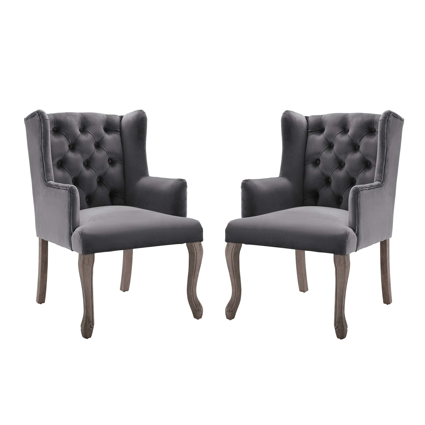 Modway Outlet Realm Performance Velvet Armchair Set of 2 by Modway  Bar and Dining Furniture Gray - EEI-4292-GRY
