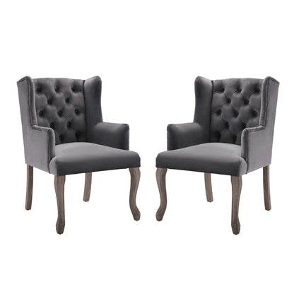 Modway Outlet Realm Performance Velvet Armchair Set of 2 by Modway  Bar and Dining Furniture Gray - EEI-4292-GRY