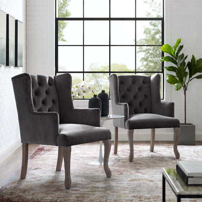 Modway Outlet Realm Performance Velvet Armchair Set of 2 by Modway  Bar and Dining Furniture Gray - EEI-4292-GRY