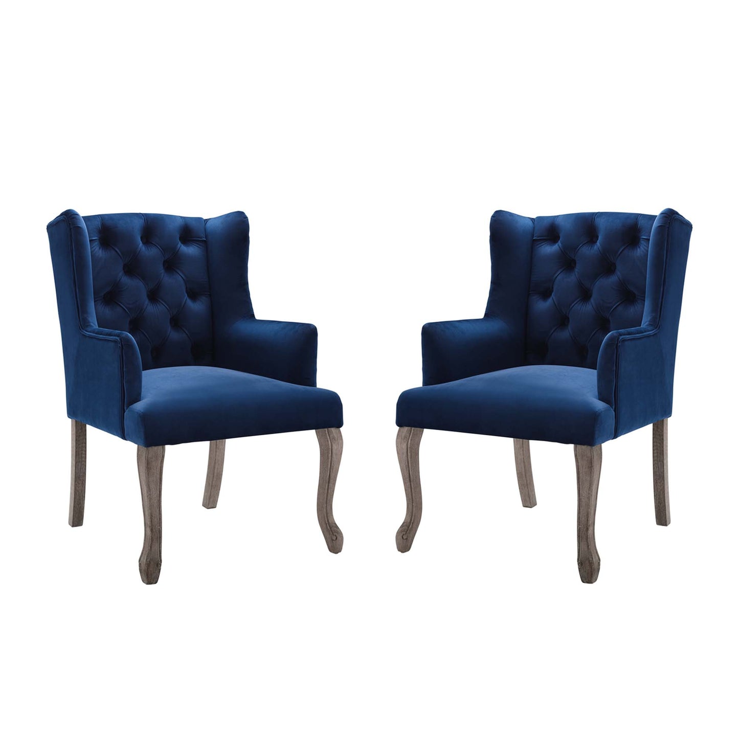 Modway Outlet Realm Performance Velvet Armchair Set of 2 by Modway  Bar and Dining Furniture Navy - EEI-4292-NAV