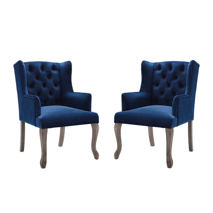 Modway Outlet Realm Performance Velvet Armchair Set of 2 by Modway  Bar and Dining Furniture Navy - EEI-4292-NAV