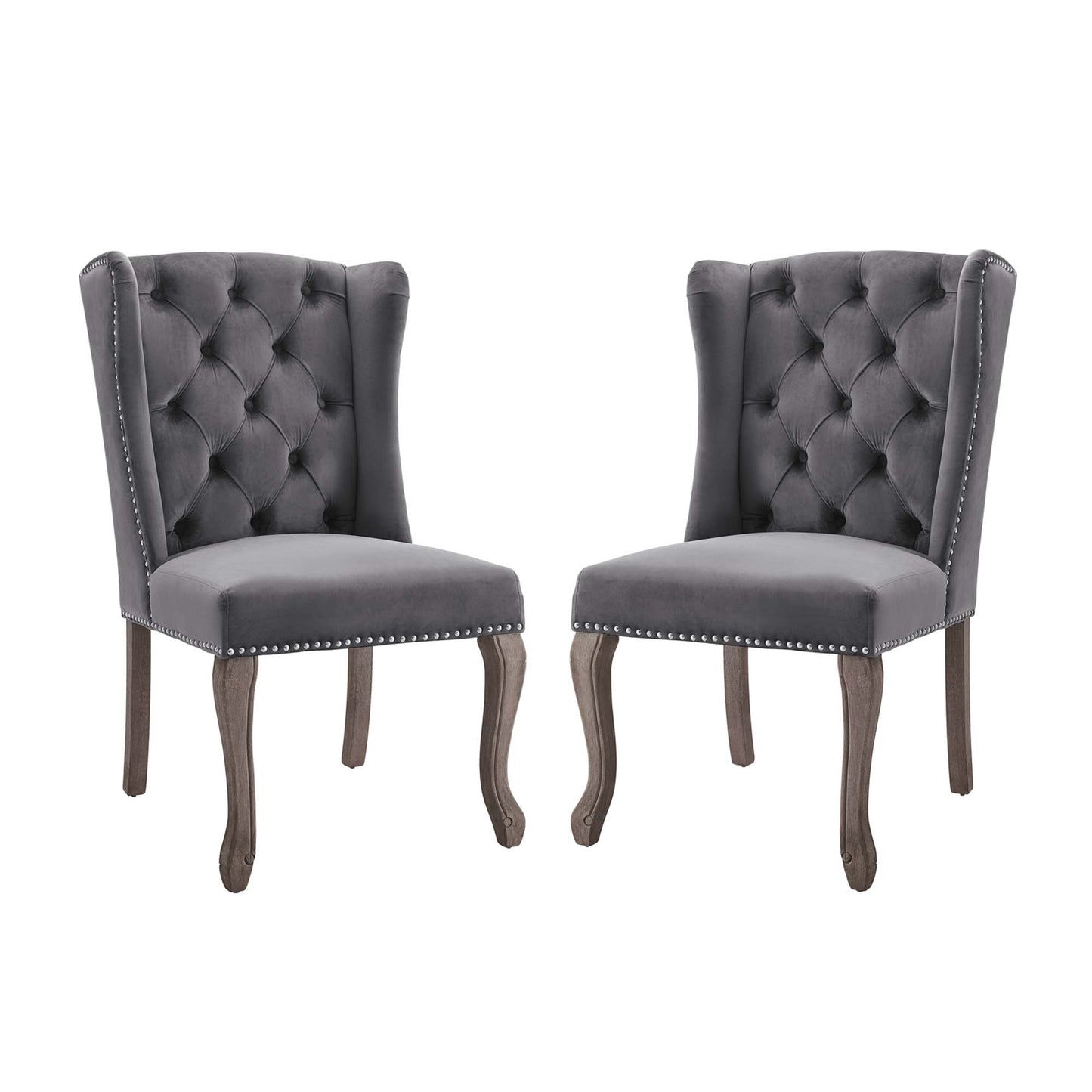 Modway Outlet Apprise Performance Velvet Side Chair Set of 2 by Modway  Bar and Dining Furniture Gray - EEI-4293-GRY