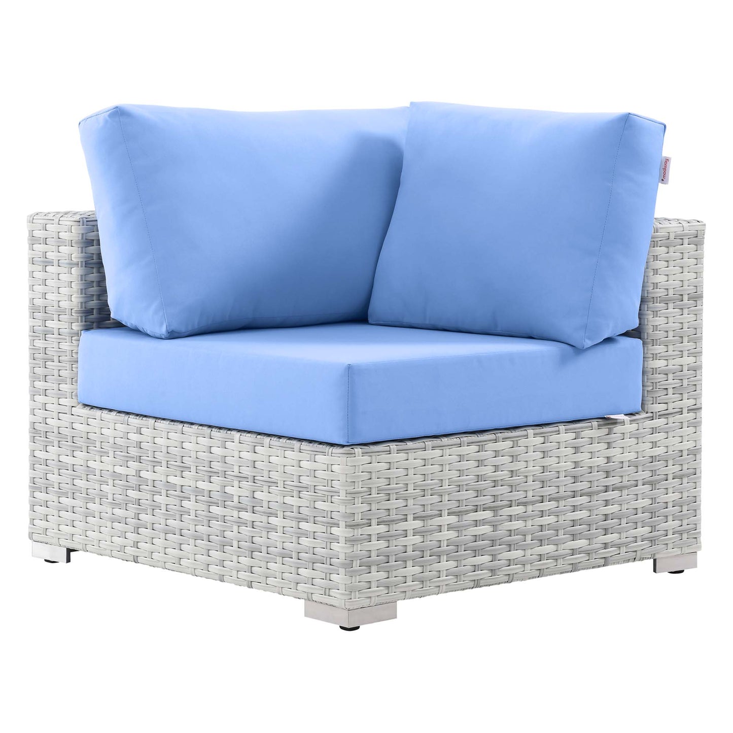 Modway Outlet Convene Outdoor Patio Corner Chair by Modway  Outdoor Furniture Furniture Light Gray Light Blue - EEI-4296-LGR-LBU