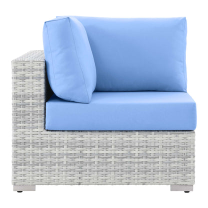 Modway Outlet Convene Outdoor Patio Corner Chair by Modway  Outdoor Furniture Furniture Light Gray Light Blue - EEI-4296-LGR-LBU
