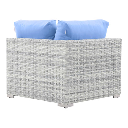 Modway Outlet Convene Outdoor Patio Corner Chair by Modway  Outdoor Furniture Furniture Light Gray Light Blue - EEI-4296-LGR-LBU