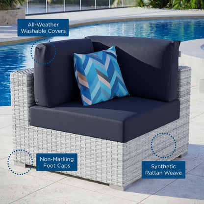Modway Outlet Convene Outdoor Patio Corner Chair by Modway  Outdoor Furniture Furniture Light Gray Navy - EEI-4296-LGR-NAV