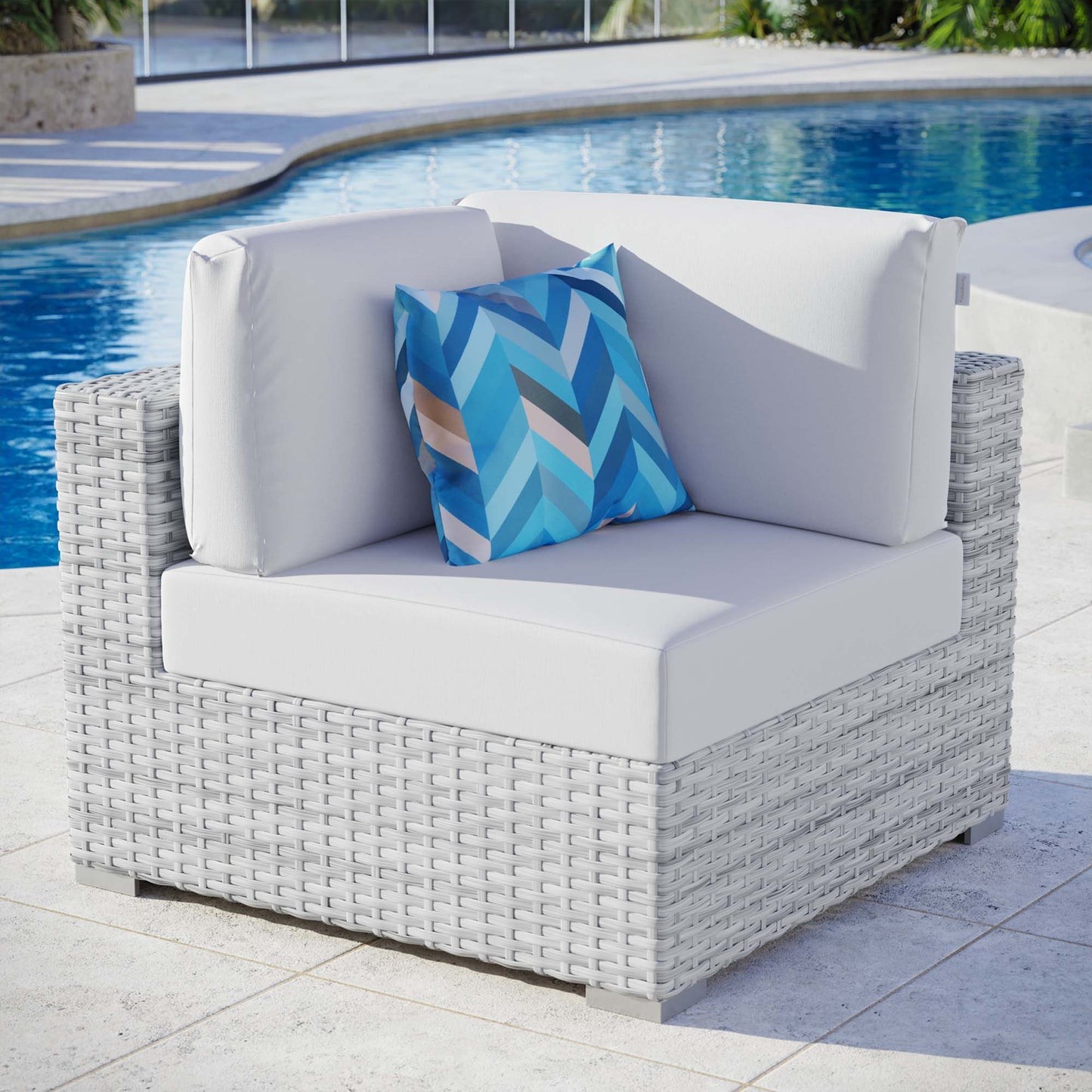 Modway Outlet Convene Outdoor Patio Corner Chair by Modway  Outdoor Furniture Furniture Light Gray White - EEI-4296-LGR-WHI