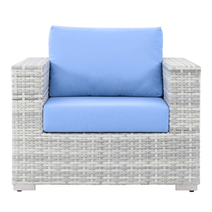 Modway Outlet Convene Outdoor Patio Armchair by Modway  Outdoor Furniture Furniture Light Gray Light Blue - EEI-4297-LGR-LBU
