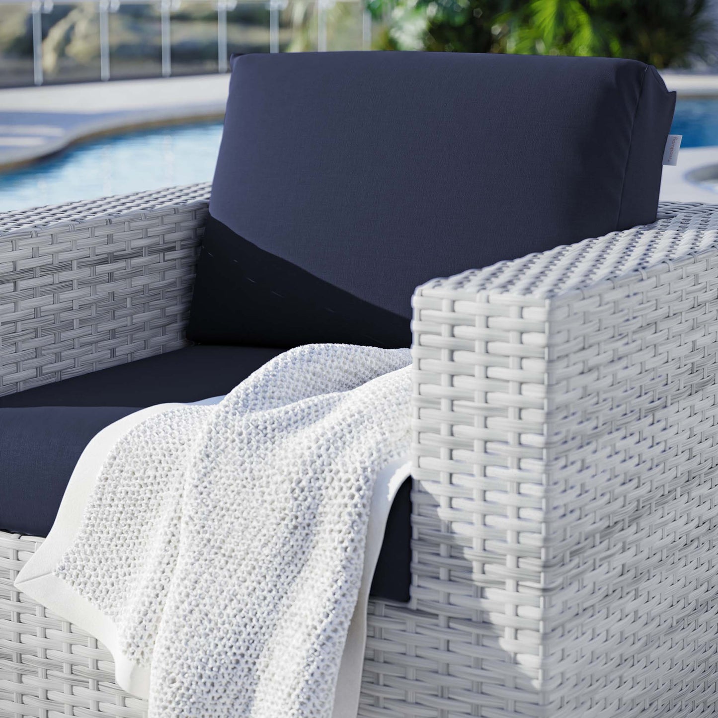 Modway - Convene Outdoor Patio Armchair by Modway  Outdoor Furniture Sofa Sectionals Blue - EEI-4297-LGR-NAV