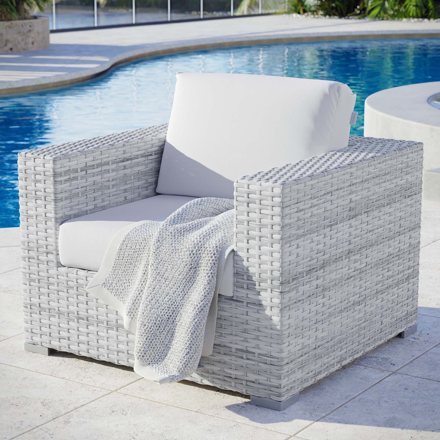 Modway - Convene Outdoor Patio Armchair by Modway  Outdoor Furniture Sofa Sectionals White - EEI-4297-LGR-WHI