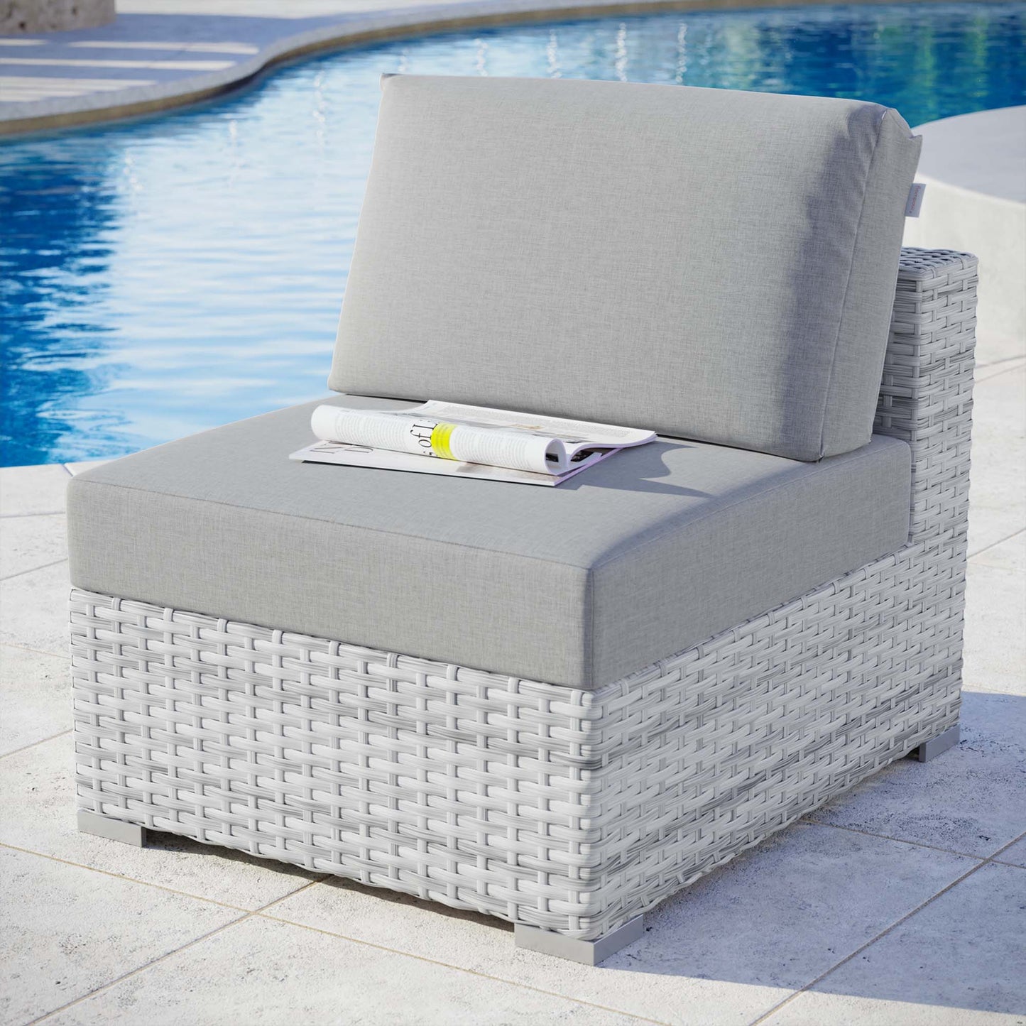 Modway Outlet Convene Outdoor Patio Armless Chair by Modway  Outdoor Furniture Furniture Light Gray Gray - EEI-4298-LGR-GRY