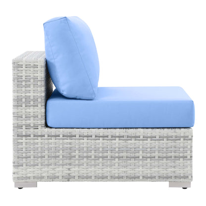 Modway Outlet Convene Outdoor Patio Armless Chair by Modway  Outdoor Furniture Furniture Light Gray Light Blue - EEI-4298-LGR-LBU