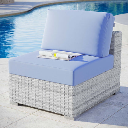Modway Outlet Convene Outdoor Patio Armless Chair by Modway  Outdoor Furniture Furniture Light Gray Light Blue - EEI-4298-LGR-LBU