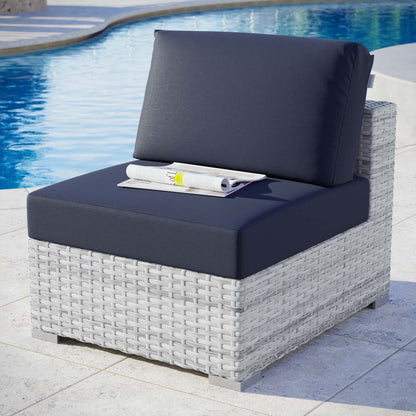 Modway Outlet Convene Outdoor Patio Armless Chair by Modway  Outdoor Furniture Furniture Light Gray Navy - EEI-4298-LGR-NAV