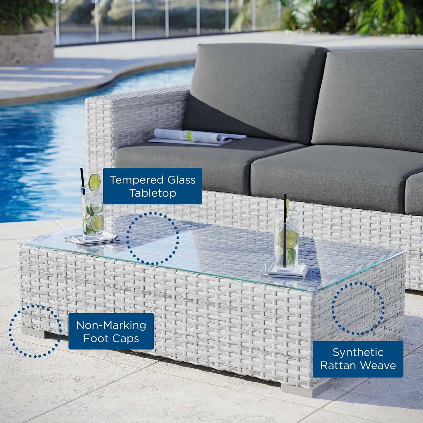 Modway - Convene Outdoor Patio Coffee Table by Modway  Outdoor Furniture Bar and Dining Gray - EEI-4299-LGR